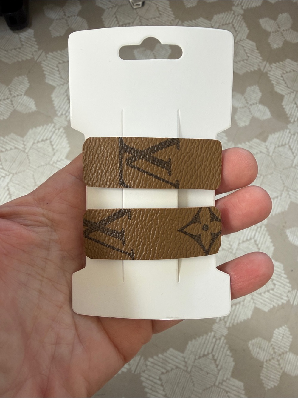 Louis Vuitton reverse monogram upcycled hair clips brand new